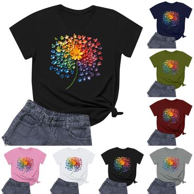 Lässiges, bedrucktes T-Shirt mit Rundhalsausschnitt und kurzen Ärmeln für Damen