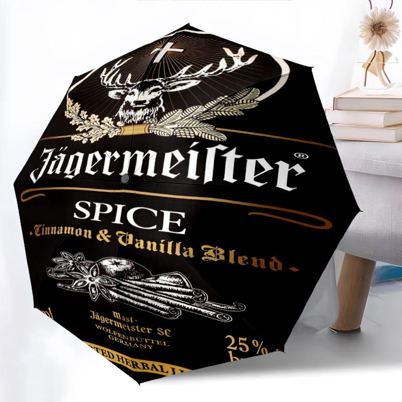 Jägermeister Splash: Kräftig Lebhaft Faltbarer Regenschirm Langlebig Geeignet für alle Jahreszeiten Dreifach faltbar Reise Sonnenschirm