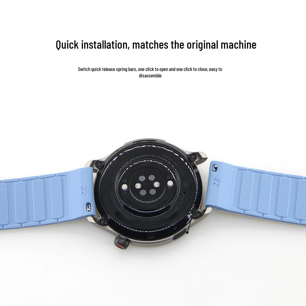 Bracelet de montre magnétique en silicone en forme de I pour Huawei GT2/GT3/GT4/GT5 et Huami Xiaomi S4