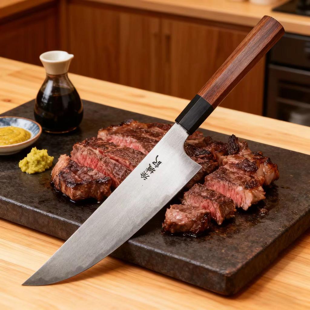 8.3 Inch Chef Knife T12A High-carbon Steel Core Blade Wood Handle Slicing Cleaver Sashimi Gyutou Handmade Forged Kitchen Knife