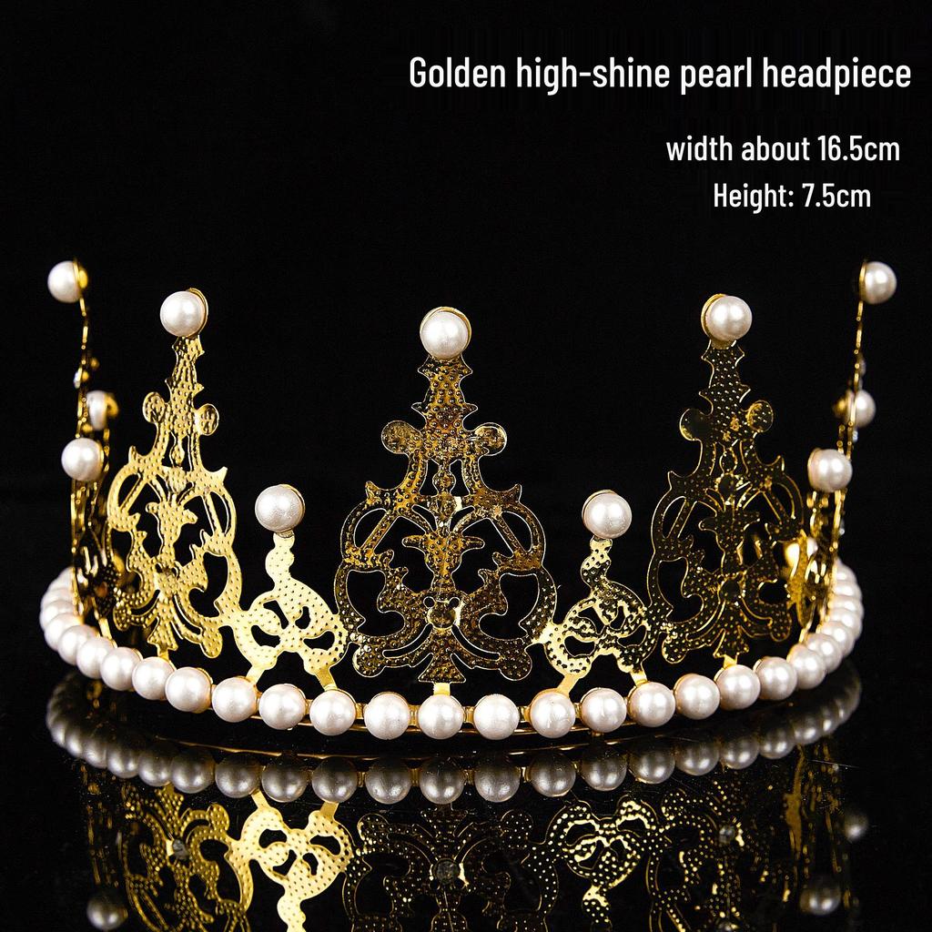 Children's Pearl Crystal Tiara Headband - Birthday Crown Cake Decoration and Adult Hair Accessory