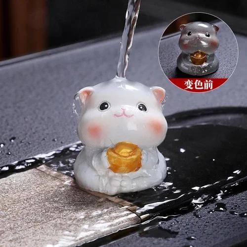 

Colorable tea pet Cartoon cat Creative home furnishings Yuanbao Zhaocai Cute Tea Pet Tea Play Decoration Parts
