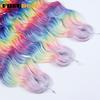 FREEDOM Synthetische Flecht-Haarverlängerungen Tief Gewellt 24 Zoll Lang Lockige Braids Haare Ombre Braun Regenbogen Twist Häkel-Haar