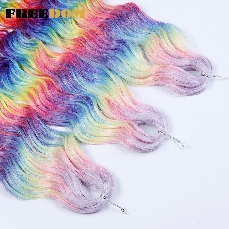 FREEDOM Synthetische Flecht-Haarverlängerungen Tief Gewellt 24 Zoll Lang Lockige Braids Haare Ombre Braun Regenbogen Twist Häkel-Haar