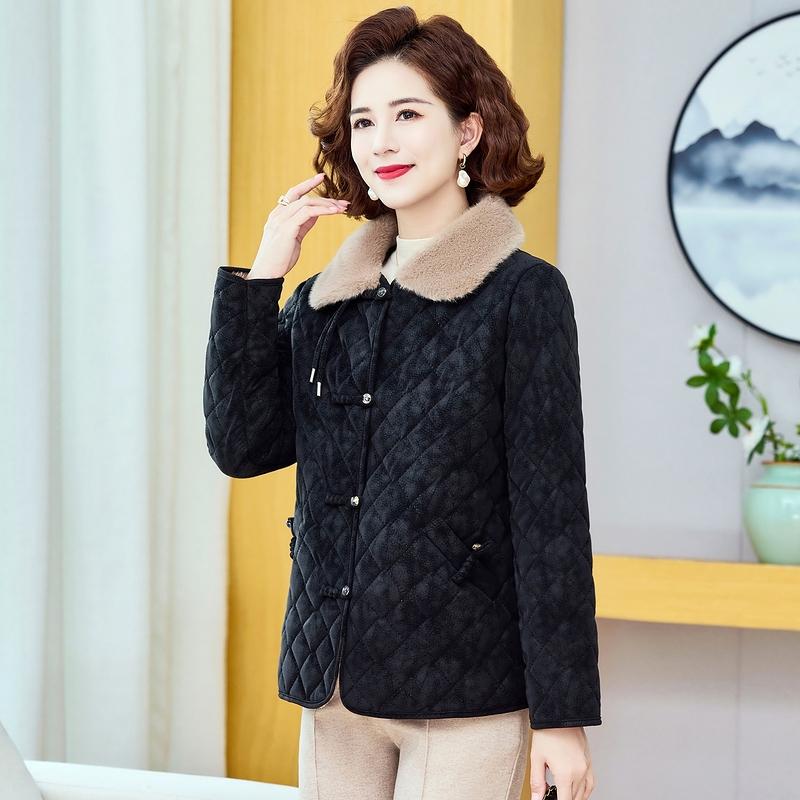 

Зимняя женская куртка на хлопковой подкладке, большого размера, зимнее пальто с хлопковой подкладкой, теплая куртка для пожилых женщин, одежда для бабушки высокого класса XXXXL чёрный