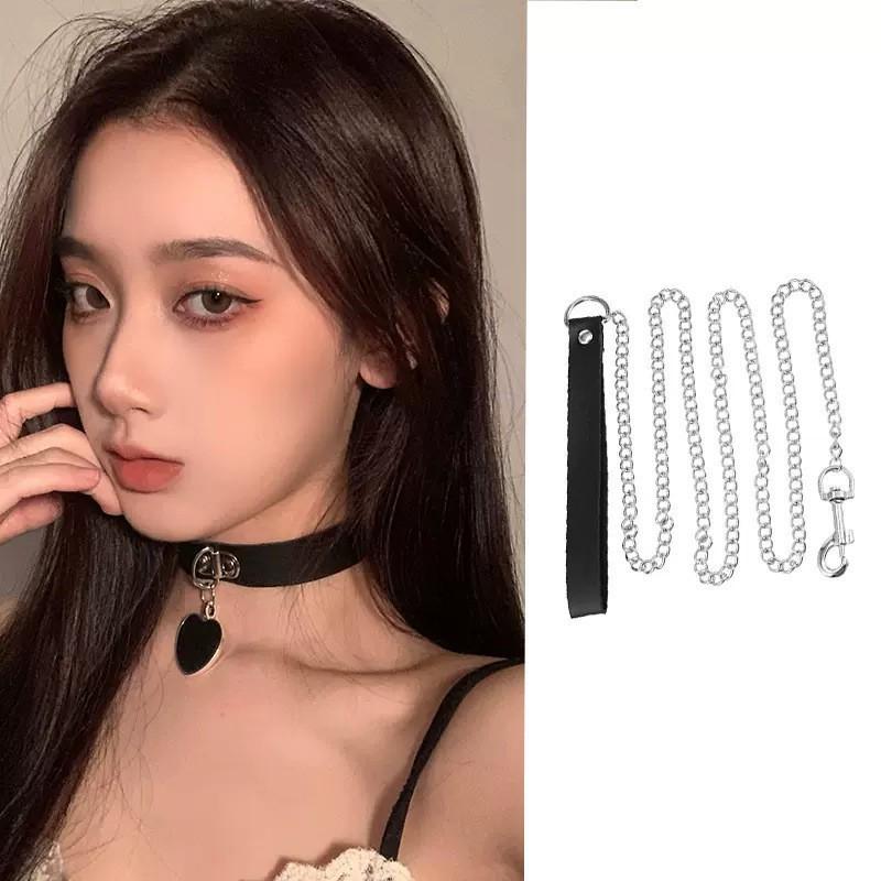 Unisex Leather Punk Chain Choker Necklace: Edgy, High-End Design