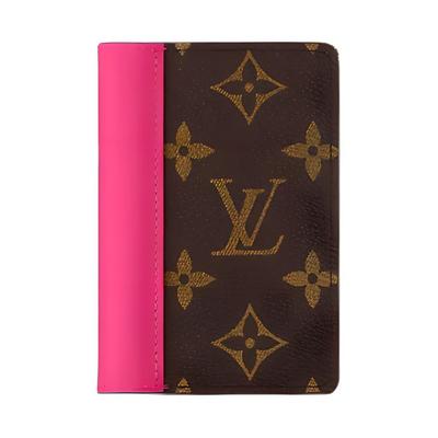 Louis Vuitton Colormania Pocket Organizer Letter Logo Klepsluiting Gecoat Canvas Kaarthouder Mannen portefeuilles Roze Bruin M12831