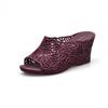 Vkwwhy High Heel Platform Hollow Jelly Slippers Women's Non Slip Plastic Wedge Sandals Fashion Outdoor Wear Thick Soles