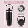 32 Oz Tumbler with Handle and Flip Straw,Keep Cold or Hot,Fits In Cup Holder,Reusable Leak Proof Stainless Steel Vacuum Water Bottle,Suitable for