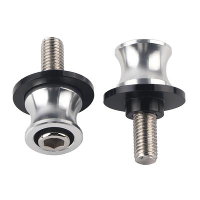 10mm Motorrad CNC Hinten Stehen Swing Arm Spool Sliders Stehen Swingarm Spulen Silber