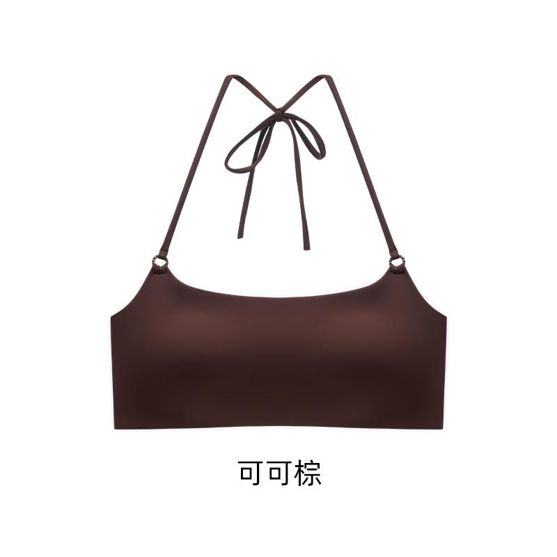 Women Halter Neck Backless Invisible Seamless Thin Strap Push Up Bra