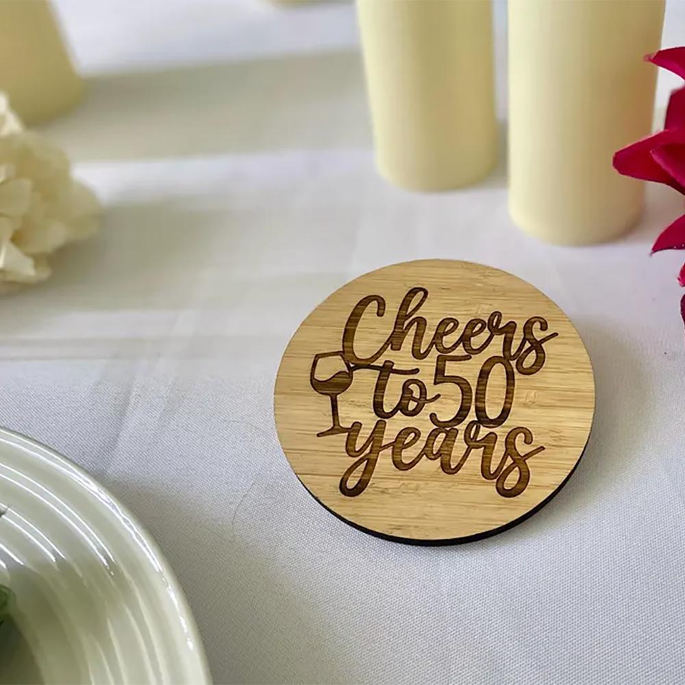 5Pcs Custom 25th 30th 40th Birthday Party Coasters Anniversary Favors Cheers To 25 Years Reunion Retirement Party Table Decor