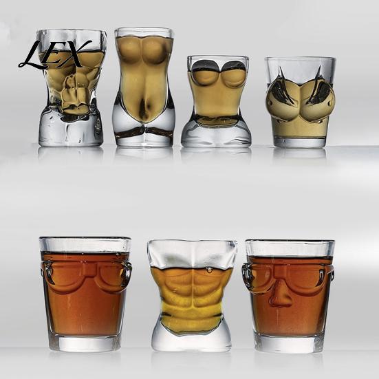 Occhiali a forma di torso umano in vetro senza piombo per feste, Mini bicchiere da liquore a forma di torso umano divertente, Bicchiere da bar creativo e resistente, Regalo unico per feste di adulti