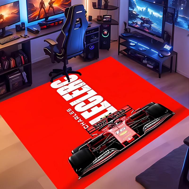C-charles Leclerc F1 Racing -Themed Entrance Mat,Non-Slip Mat Area Rug,Room Decor,Outdoor Decor,Kitchen Rug,Doormat - Machine Washable,Easy to Clean