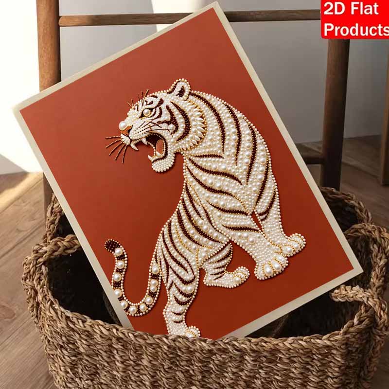 DIY Pearl Embroidery Diamond Painting Kit Majestic Tiger Sparkling Beads Art Craft Handmade Decoration Gift for Home Interior Wall Decor