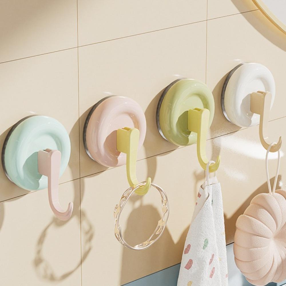 4pcs Colorful Wall Hanger Punch-free Door Hooks Waterproof Vacuum Suction Cup Hook  Bathroom