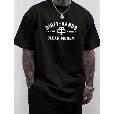 European Sizes Men' Funny Letter Print T-Shirt - Soft Medium-Stretch Blend Crew Neck Short Sleeve Tee with Humorous Chest Print