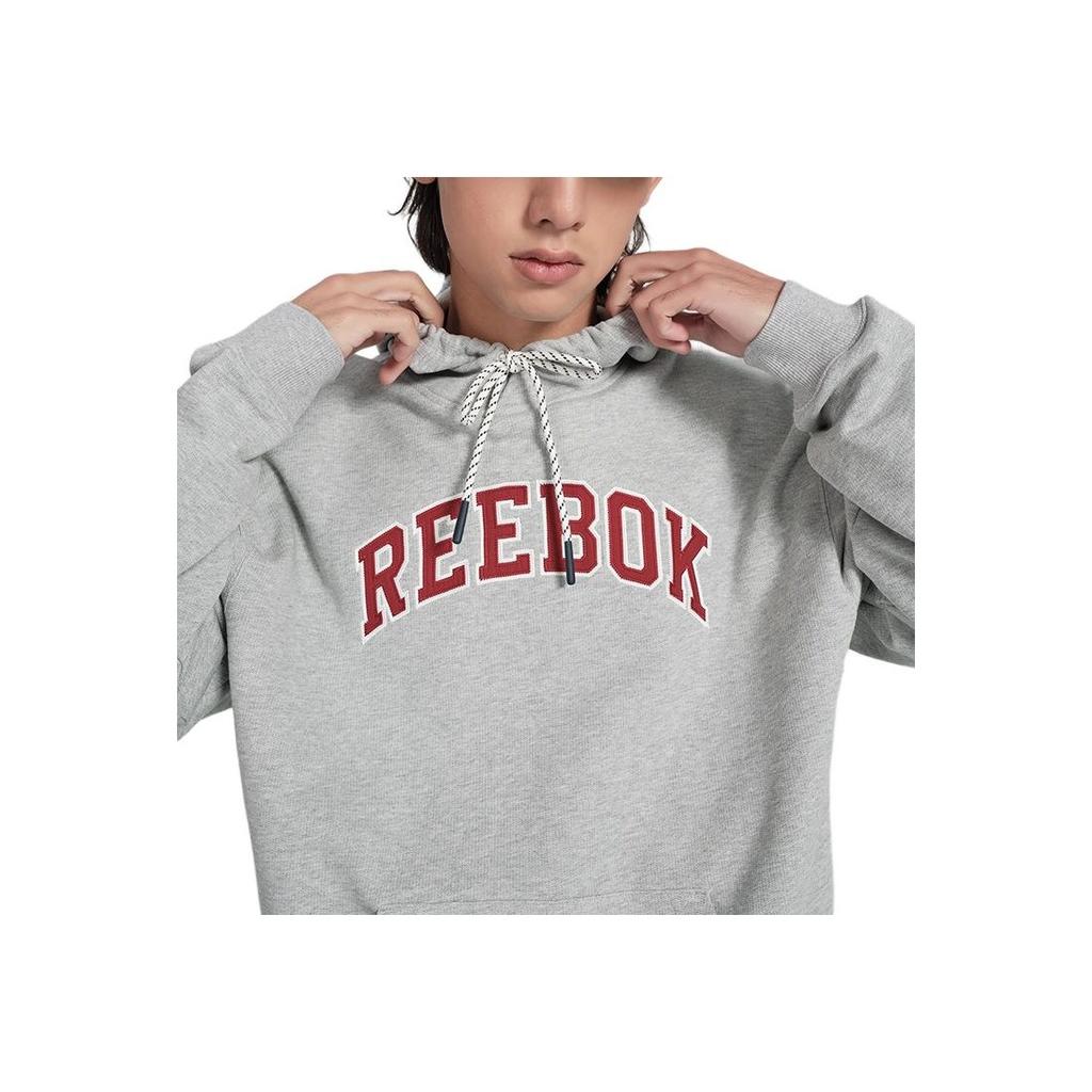 Reebok Logo American Vintage Letter Print Hooded Drawstring Comfortable Sweatshirt Unisex sweatshirt Light-Gray 24SRC307UGG3
