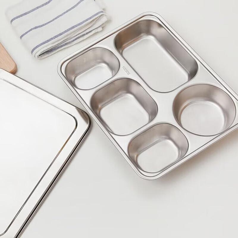 

MAXCOOK 304 Stainless Steel Large Meal Plate with Lid
