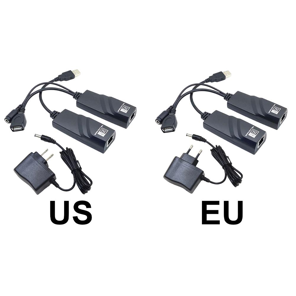 USB 2.0 Extender To RJ45 with Power Adapter Ethernet Extension Cable Connections Up To 100m for Camera Mouse Keyboard