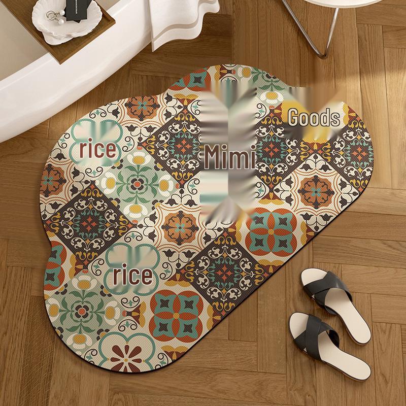 American Retro Diatomaceous Earth Bathroom Floor Mat - Absorbent, Non-Slip, Stain & Wear Resistant, Easy Care for Toilet Entrance