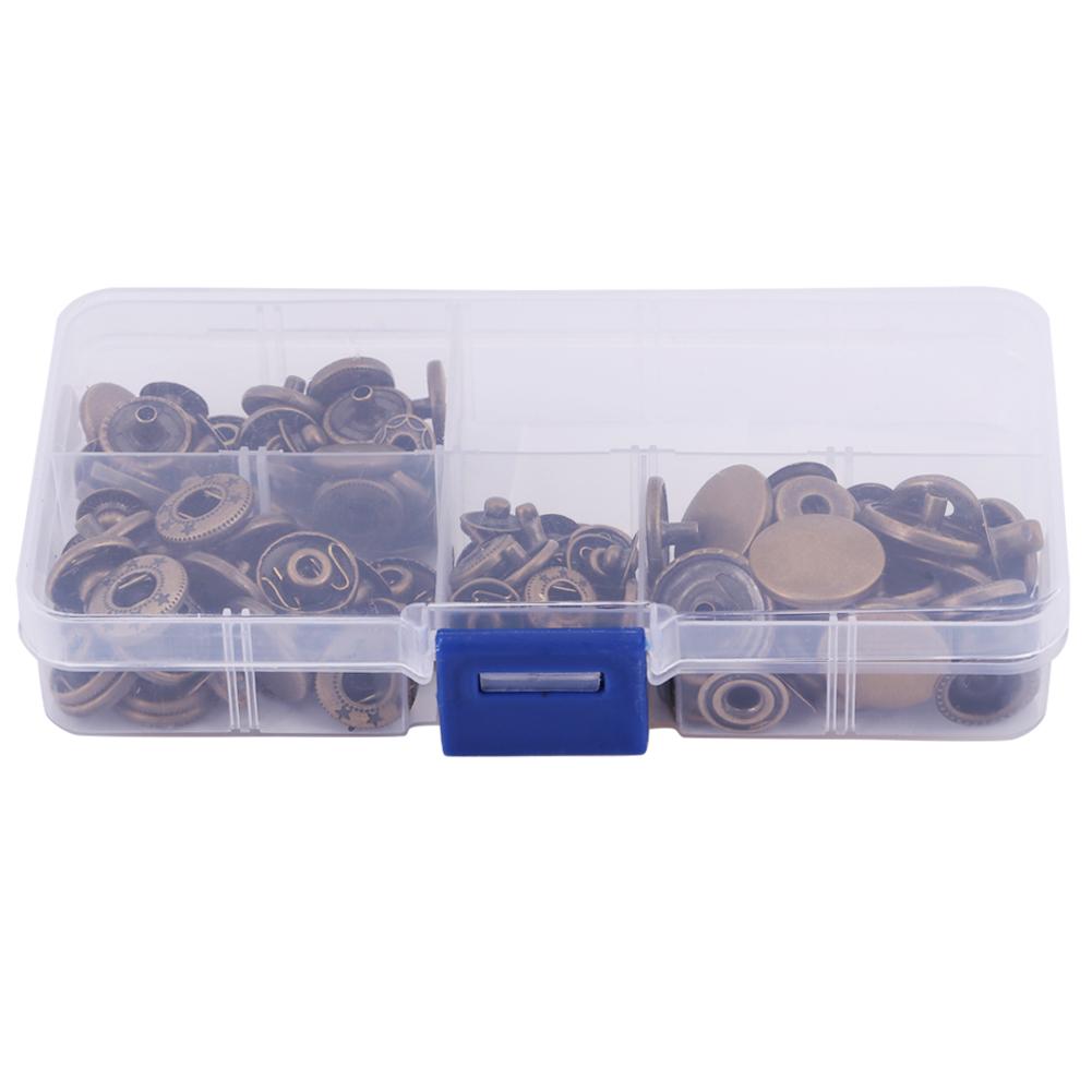 40 Sets Press Stud Snap Button Popper Fastener Leather Jeans Accessories Base Tools W Case