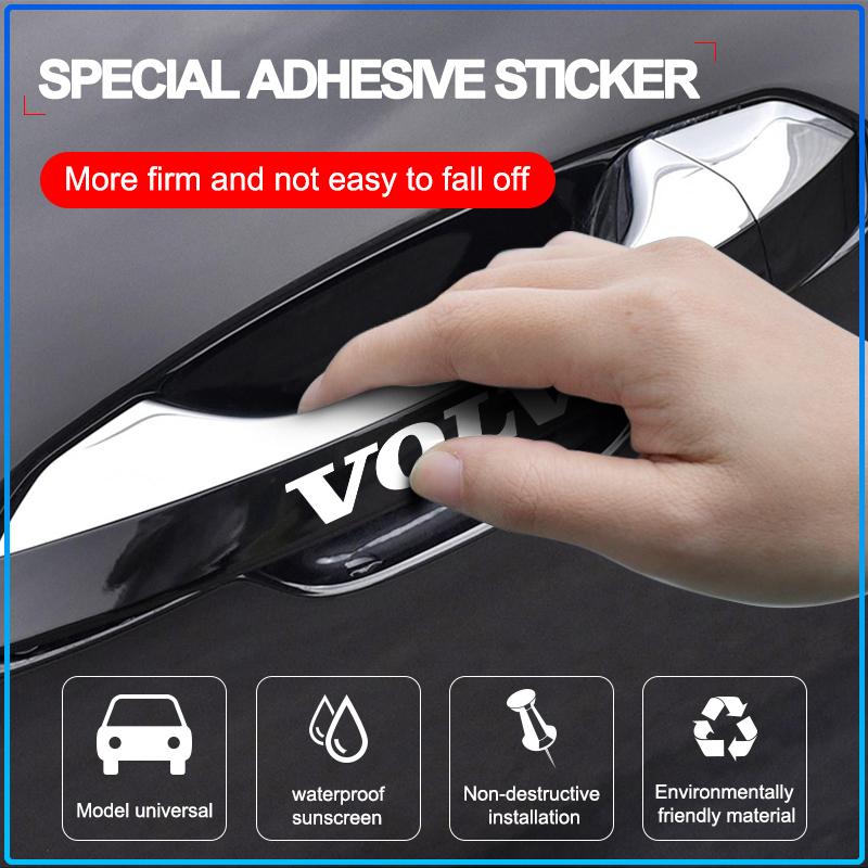 4Pcs Car Door Handle Stickers Tire Rear View Mirror Decals Decoration For Volvo XC90 XC60 XC70 XC40 V90 V60 V40 C70 C30 S80