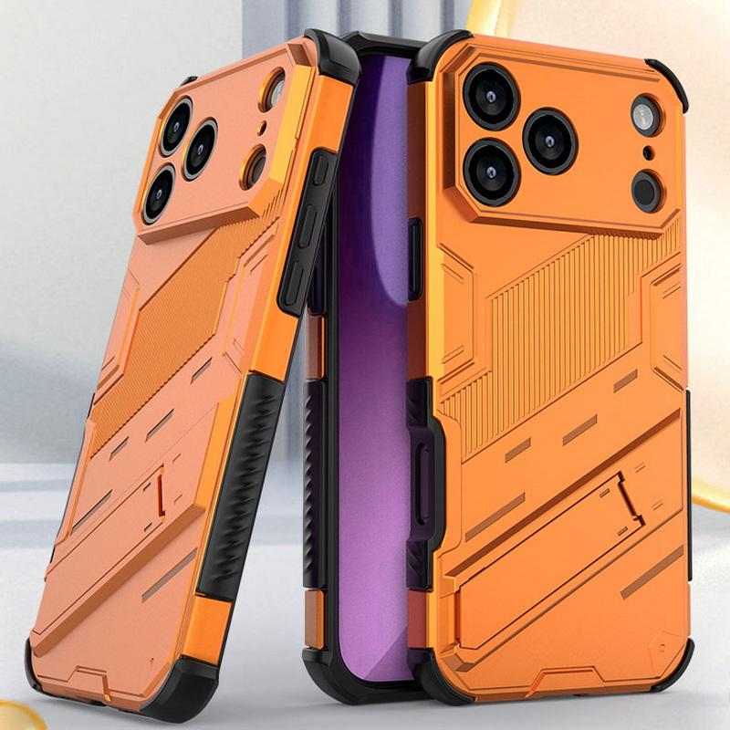Shockproof Armor Stand Case For iPhone 17 Pro Max Coque iPhone 16 15 14 13 Pro Max Hybrid TPU+PC Hidden Phone Holder Cover