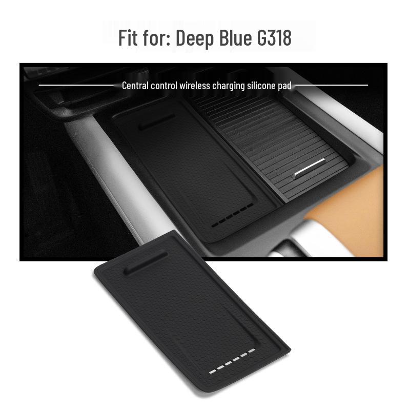

Глубокий синий G318 Беспроводная зарядка Силиконовый коврик для украшения консоли автомобиля