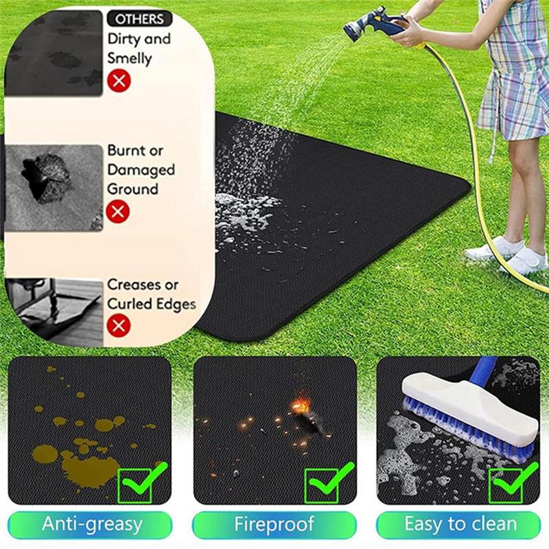ABWR-Fire Resistant Grill Mat BBQ Grill Mat Folding Oil-Proof Grill Floor Pads Fireproof Floor Mat Fire Pit Mat For Deck