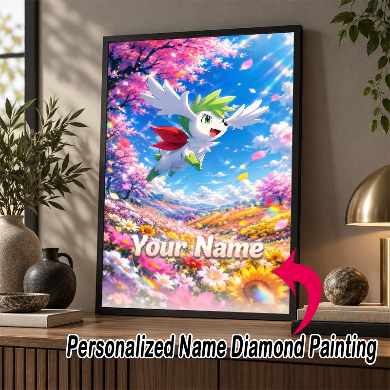 Personalized Leafeon Diamond Art Custom Name 5D Diamond Painting Full Drill DIY Craft