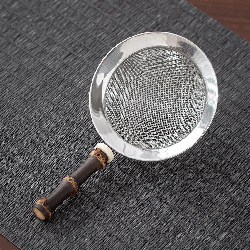 Bamboo Festival Handle Stainless Steel Tea Filter Household Chinese Tea Filter Creative Kung Fu Teaware Tea Ceremony Accessories