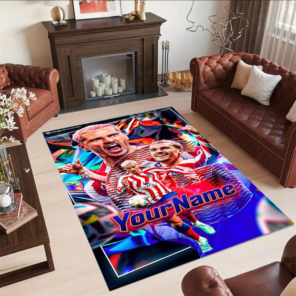 Atletico Madrid Personalized Text Floor Rug Office Rug Suitable for Study room Outdoor Game Room Dining Room Antislip Carpet Decorate Offices