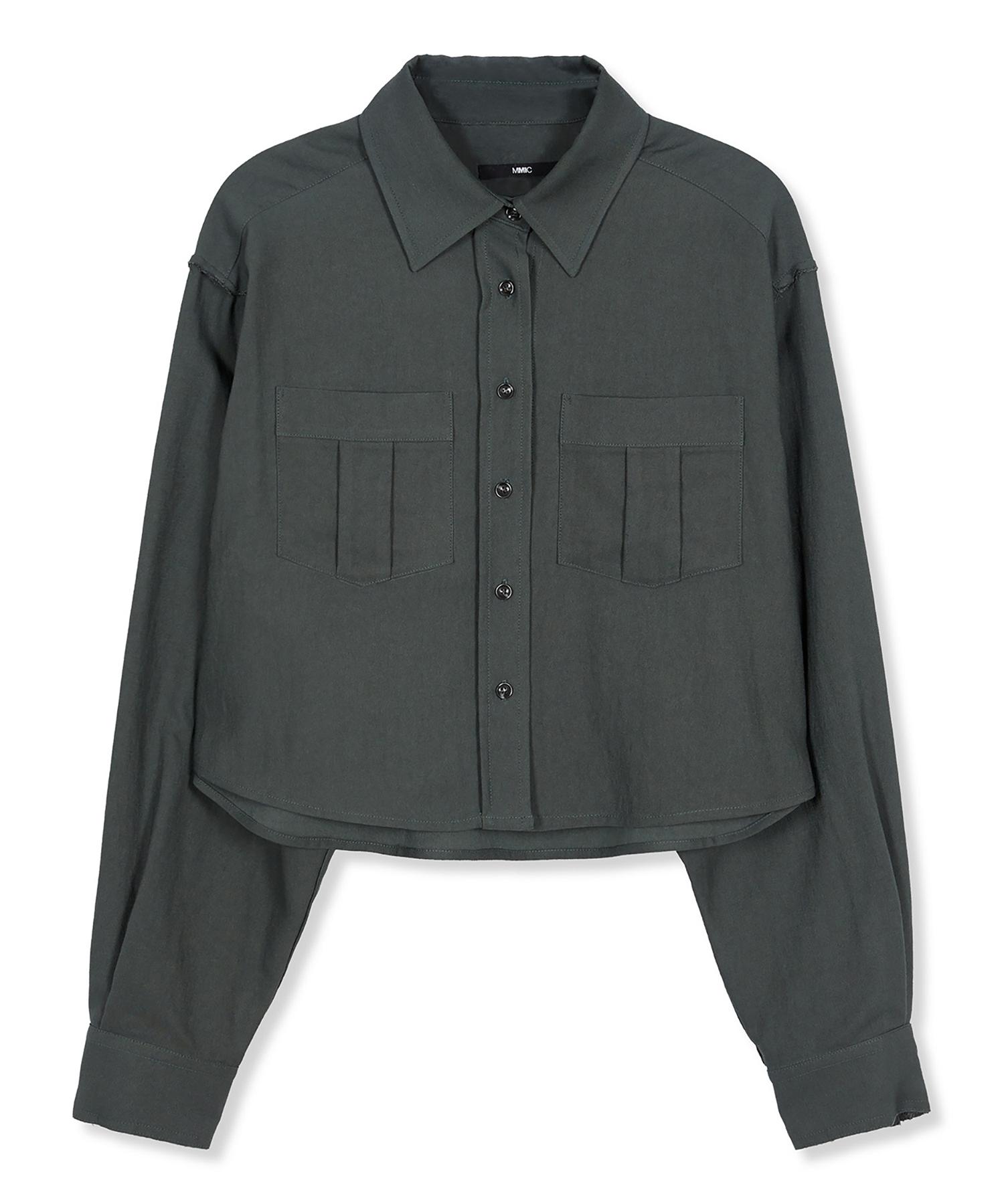 Mmic (Women S) Spread Crop Shirt Viscose_Deep Green F