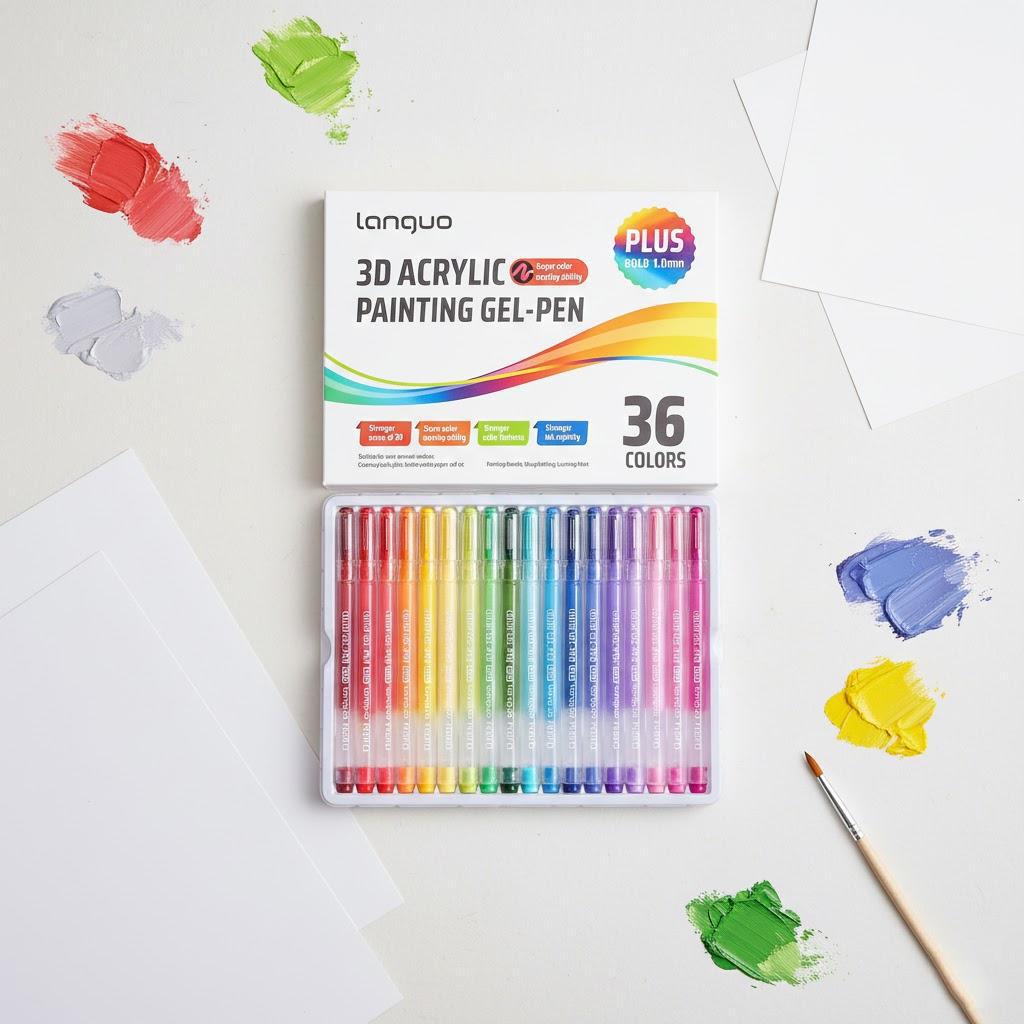 

54/36 Color 3D Acrylic Gel Pens Set Vibrant Paint Pens for Black Paper Rock Glass Fabric Professional Art Supplies