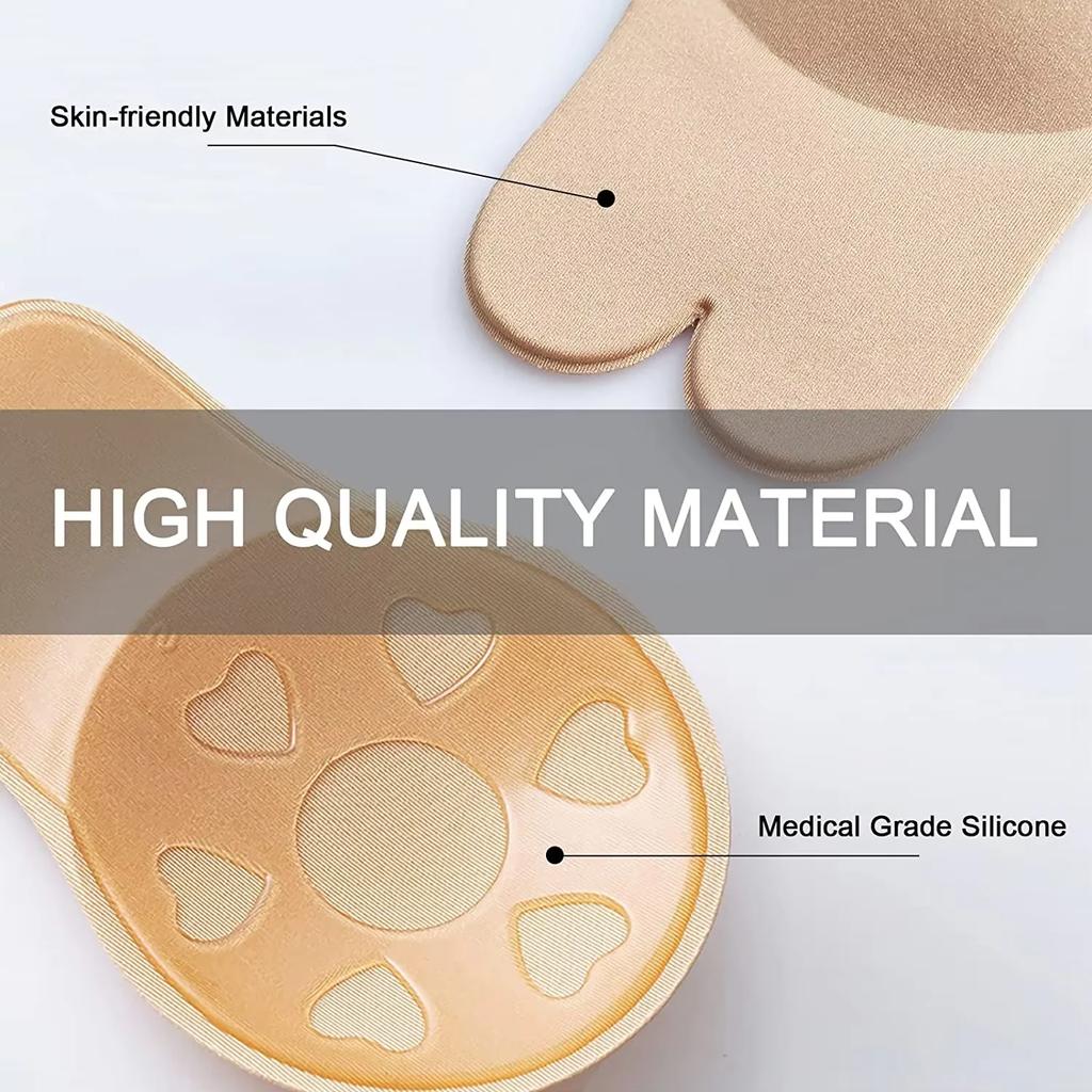 1 Pair Breathable Silicone Breast Patches Adhesive Strapless Invisible Bra Lifting Rabbit Ears Chest Gather Together Patches