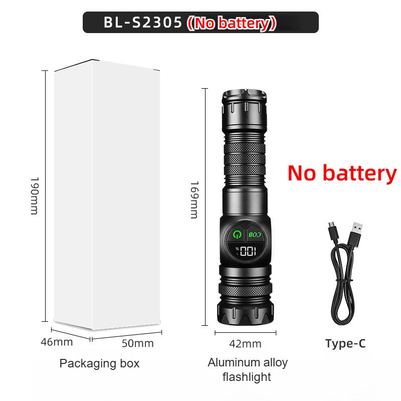 White Laser LED Flashlight Zoom function COB Side Light USB Rechargeable Torch Tail Magnet With Display Long Range Lamp