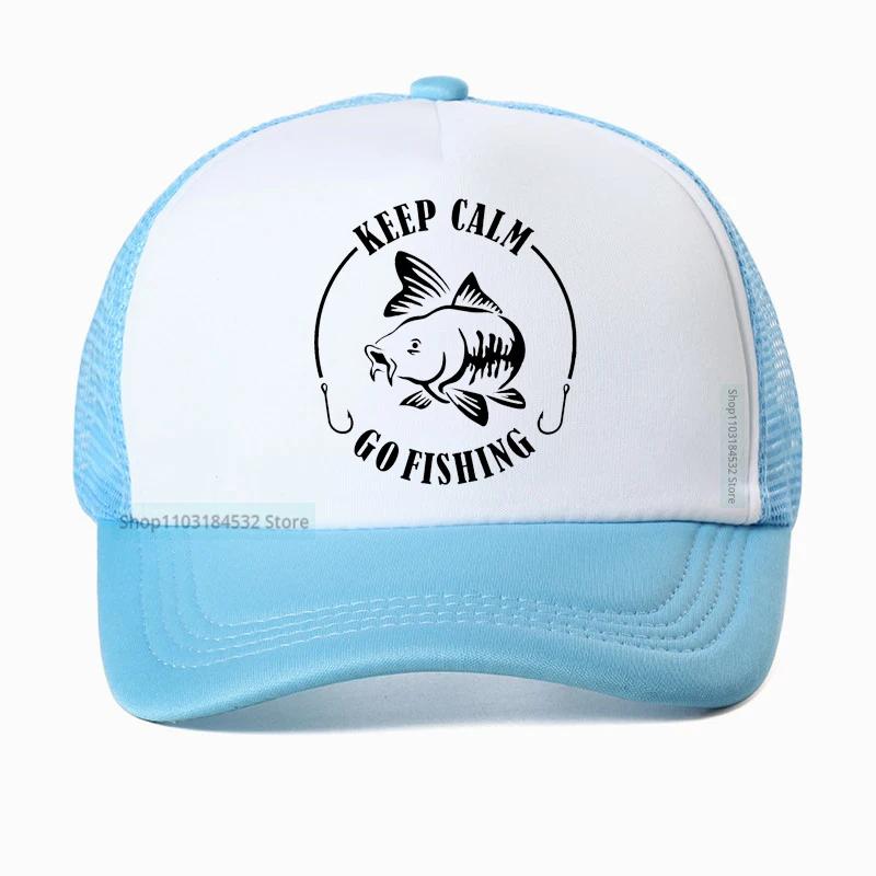 Keep Calm Go Fishing Unisex Baseball Cap High Quality Unisex outdoors hunting Fishing hat summer Mesh Sun Hat Spring Autumn visor Caps