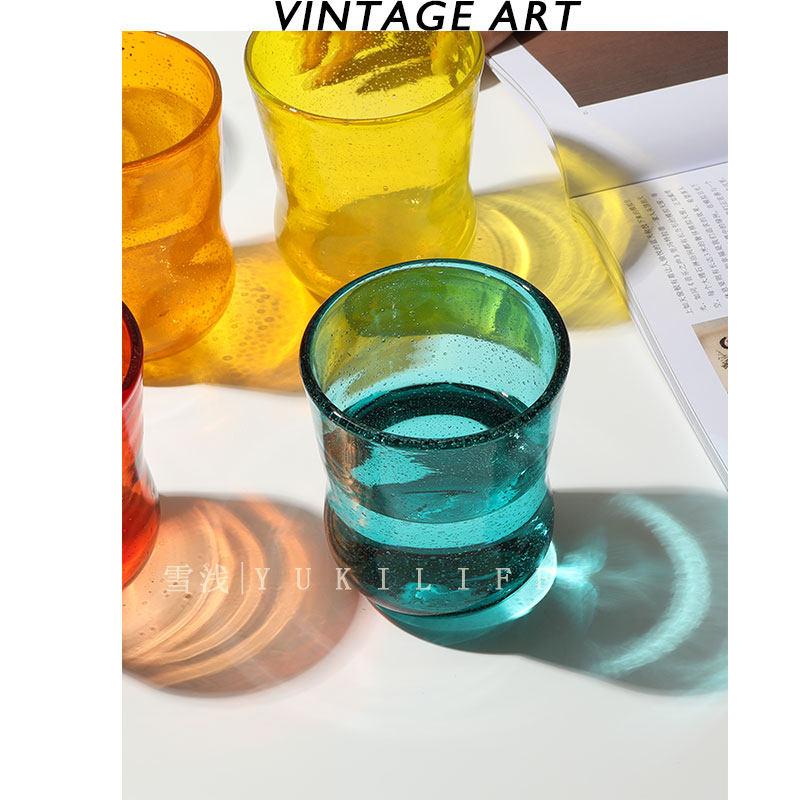 Colorful Glass Coffee Glass Cup Handmade Bubble Glass Wine Milk Juice Glass Water Cup