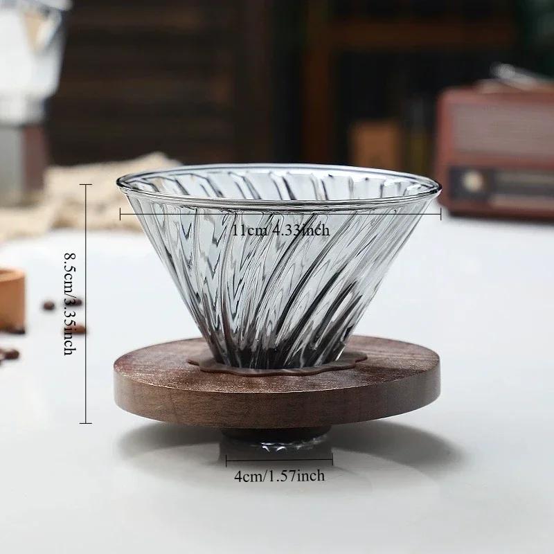 Pour-over Coffee Kettle ,Glass Carafe with Lid Walnut Handle Filter,Drip Coffee Maker Pot for Home Café Restaurant Camping