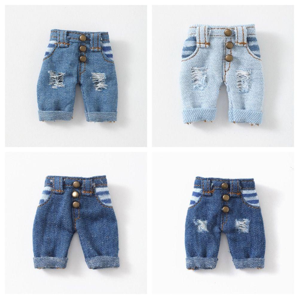Freizeitkleidung Denim Lange Hosen Mode Puppenhosen Kleidung 1/11 OB11 Puppen/1/12 Mini BJD Puppe
