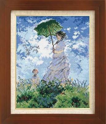 Olympus Embroidery Kit 7215 Art Gallery with a by Monet 4491g (off-white) "Woman Parasol"