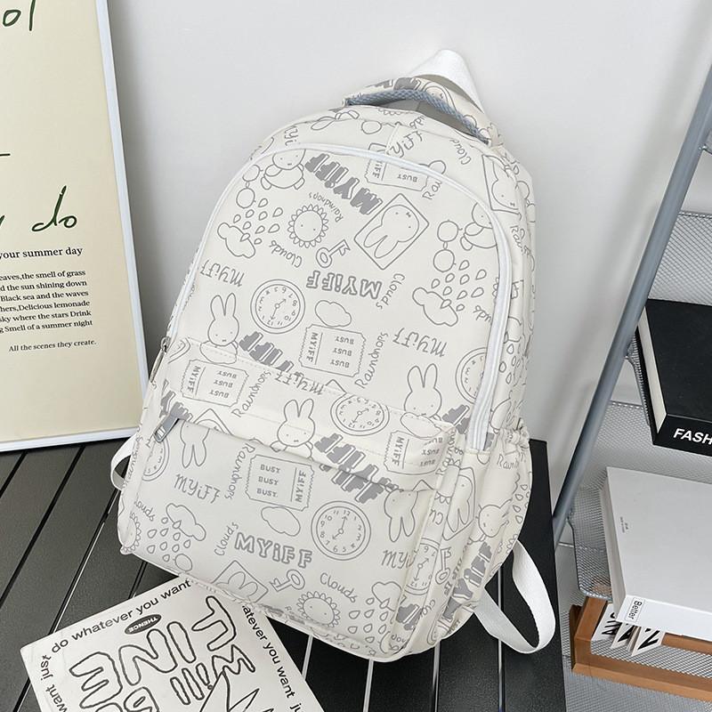 Fashion Rabbit Pattern Girls School Bag Breathable Nylon Backpack For Daily Use
