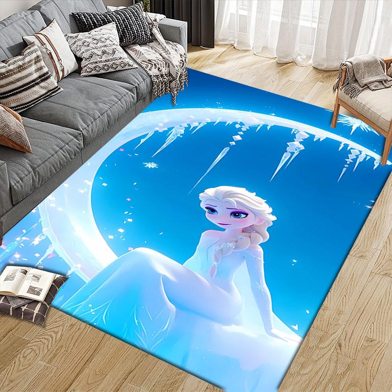 Elsa Queen cartoon pattern rug, Frozen theme, suitable for home, bedroom, bedside rug, and bathroom mat.