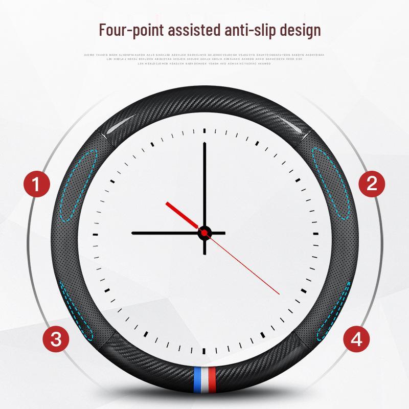 XPeng Steering Wheel Cover for P7, G3, G3i, P5 - Genuine Leather Carbon Fiber, High-Quality.