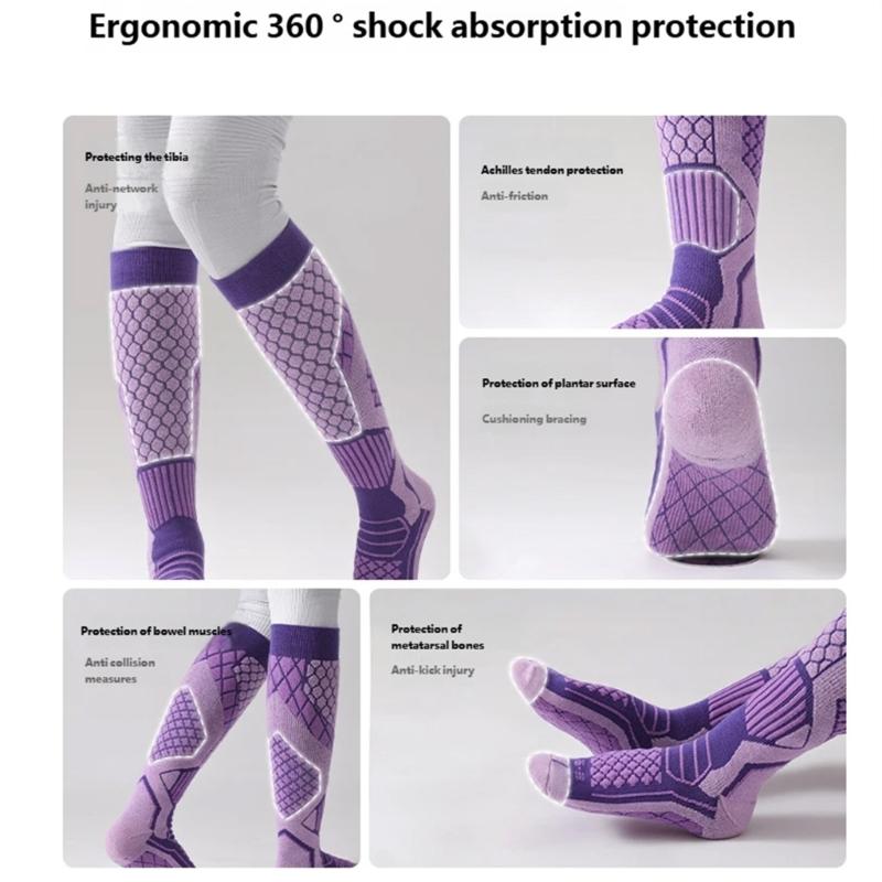 Extreme Cold Weather Ski Socks Thermal Insulated Cotton Blend Reinforced Heel Toe Stockings Unisex Outdoor Activity