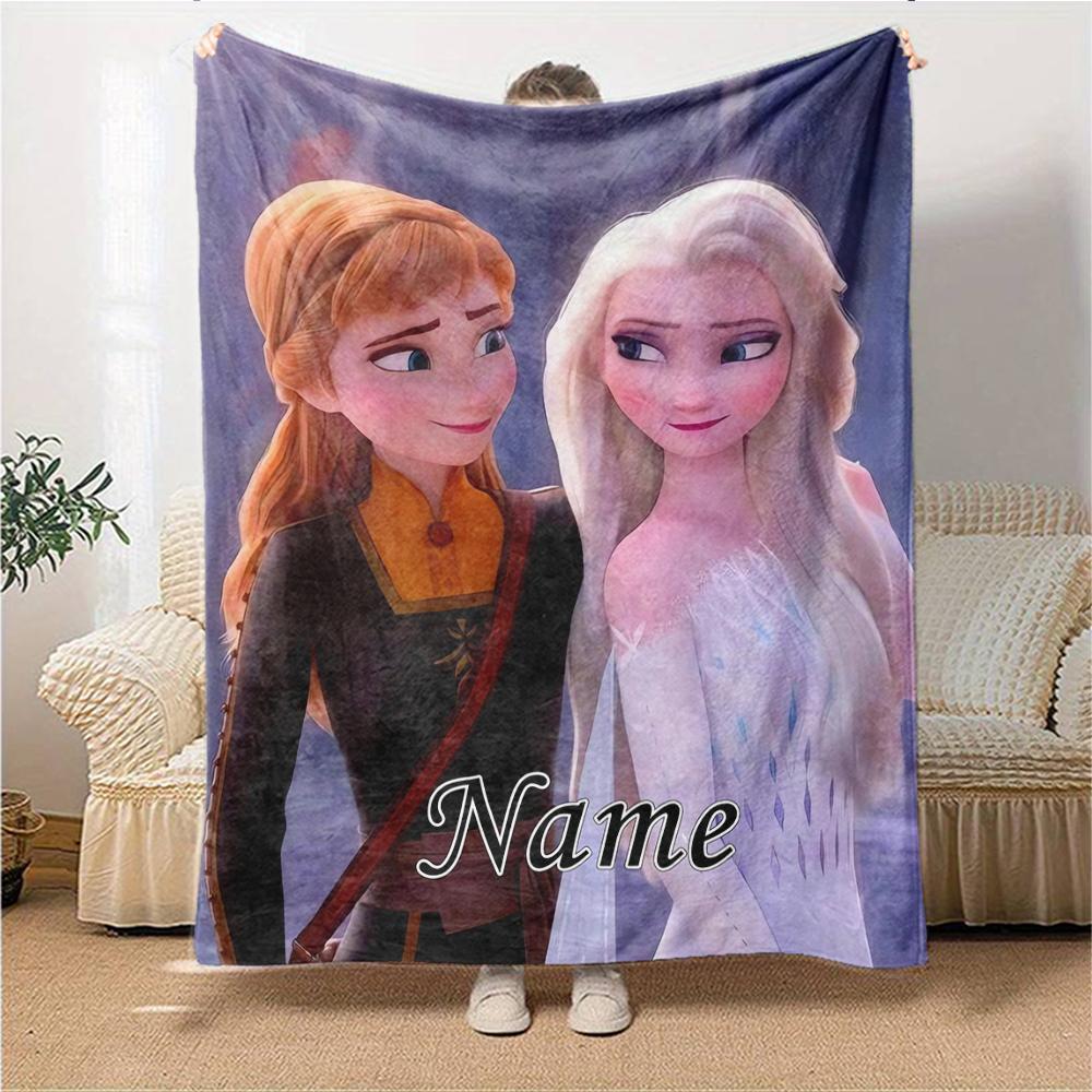 Custom Name Elsa'S Winter Fantasy Party Blanket For Couch Bed Plush Cozy Fuzzy Blanket Super Soft Warm Blankets For Fall And Winter 091665