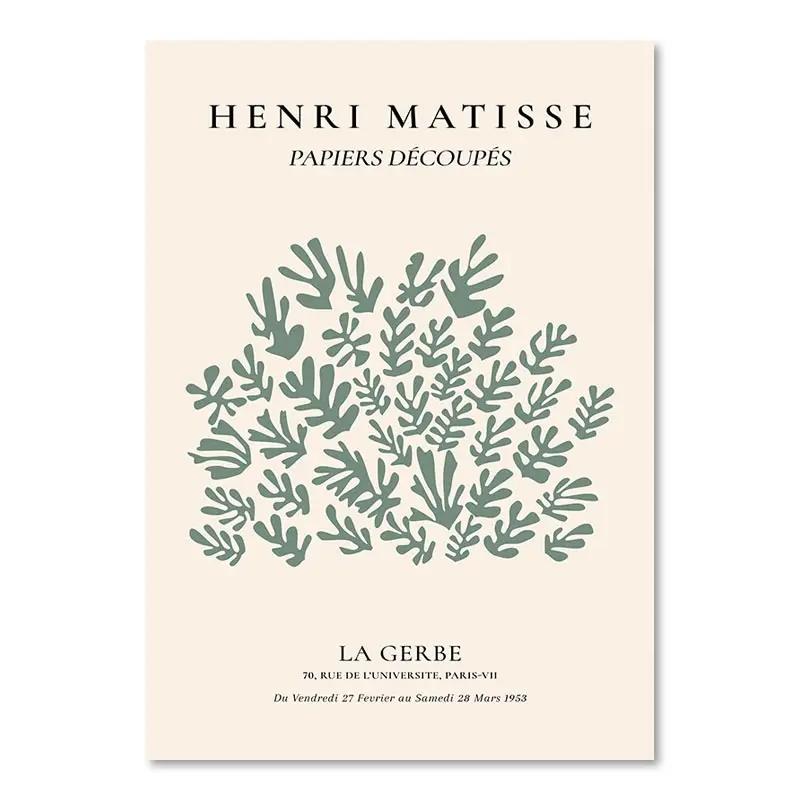 

Abstract Green System Matisse Canvas Painting Flower Market Wall Art Vase Art Prints Vintage Living Room Bedroom Home Decoration 21cm×30cm NoFrame