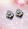 S925 Silver Needle Korean Fashion Square Crystal Earrings for Women
