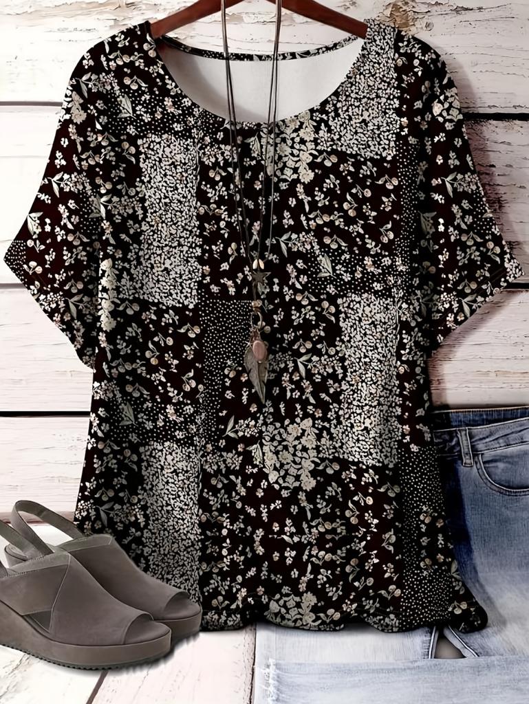 Vintage Paisley Graphics Women's Short Sleeve T-Shirt Ethnic Style O-Neck Y2k 3D Printed Top Tees Summer Loose Women's Clothing